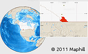 Shaded Relief Location Map of Division No.  3, highlighted country