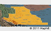 Political Panoramic Map of Division No.  3, darken, semi-desaturated
