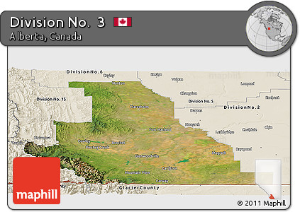 Satellite Panoramic Map of Division No.  3, shaded relief outside