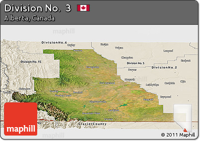 Satellite Panoramic Map of Division No.  3, shaded relief outside