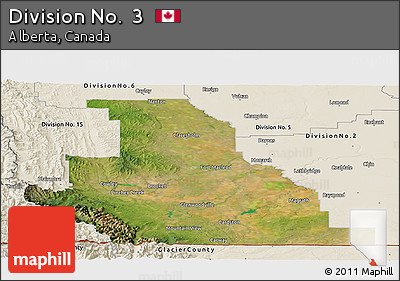 Satellite Panoramic Map of Division No.  3, shaded relief outside