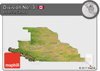 Satellite Panoramic Map of Division No.  3, single color outside