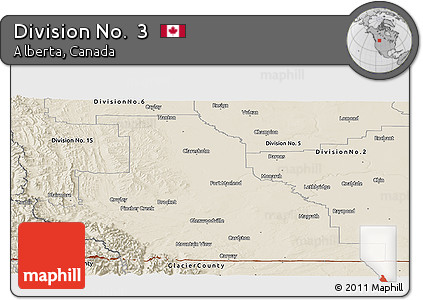 Shaded Relief Panoramic Map of Division No.  3