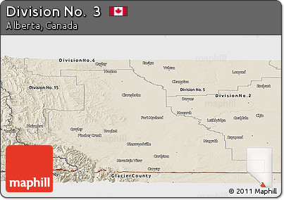 Shaded Relief Panoramic Map of Division No.  3