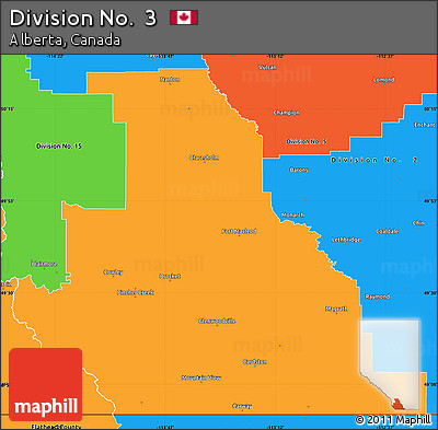 Political Simple Map of Division No.  3