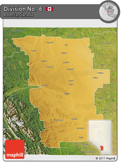 Physical 3D Map of Division No.  6, satellite outside