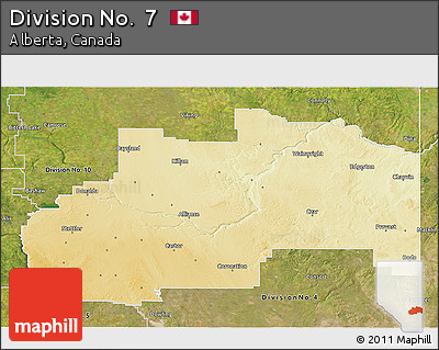 Physical 3D Map of Division No.  7, satellite outside