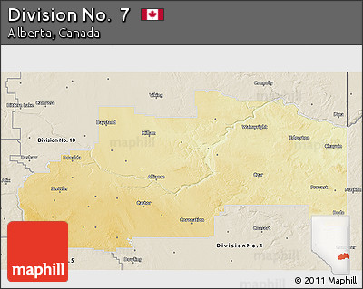 Physical 3D Map of Division No.  7, shaded relief outside