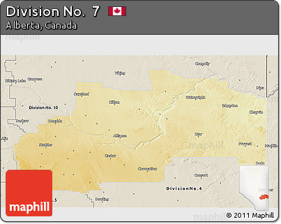 Physical 3D Map of Division No.  7, shaded relief outside
