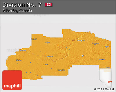 Political 3D Map of Division No.  7, cropped outside
