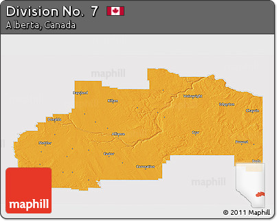 Political 3D Map of Division No.  7, cropped outside