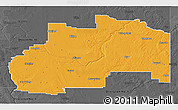 Political 3D Map of Division No.  7, darken, desaturated