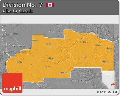Political 3D Map of Division No.  7, desaturated