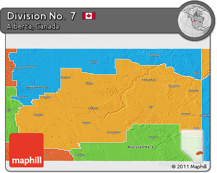 Political 3D Map of Division No.  7
