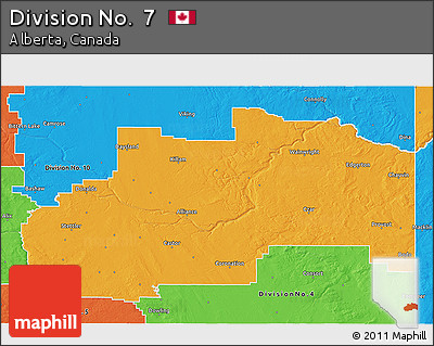 Political 3D Map of Division No.  7