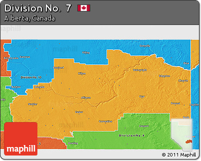 Political 3D Map of Division No.  7