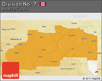 Political 3D Map of Division No.  7, physical outside