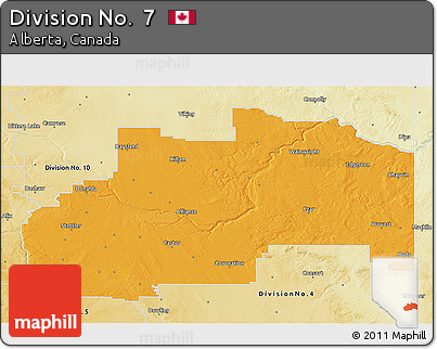 Political 3D Map of Division No.  7, physical outside