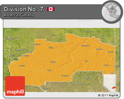 Political 3D Map of Division No.  7, satellite outside