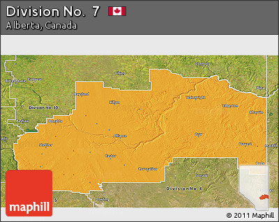 Political 3D Map of Division No.  7, satellite outside