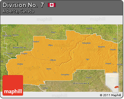 Political 3D Map of Division No.  7, satellite outside
