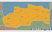 Political 3D Map of Division No.  7, semi-desaturated