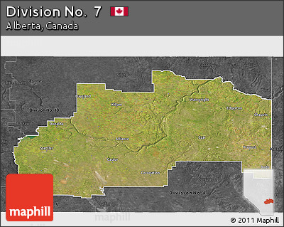Satellite 3D Map of Division No.  7, darken, desaturated