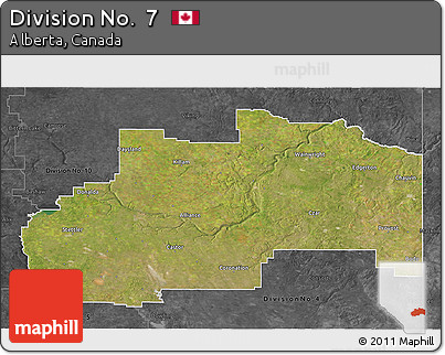 Satellite 3D Map of Division No.  7, darken, desaturated