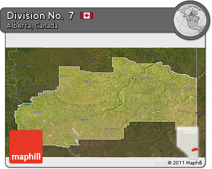 Satellite 3D Map of Division No.  7, darken