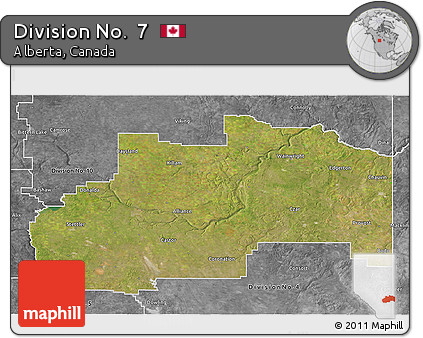 Satellite 3D Map of Division No.  7, desaturated
