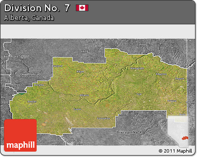 Satellite 3D Map of Division No.  7, desaturated