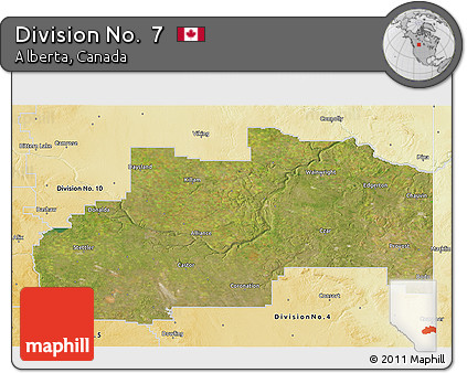 Satellite 3D Map of Division No.  7, physical outside