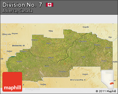 Satellite 3D Map of Division No.  7, physical outside