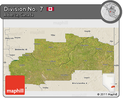 Satellite 3D Map of Division No.  7, shaded relief outside