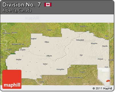 Shaded Relief 3D Map of Division No.  7, satellite outside