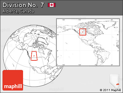 Blank Location Map of Division No.  7, within the entire country
