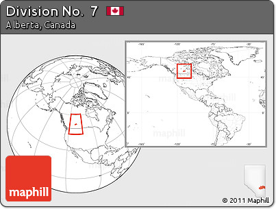 Blank Location Map of Division No.  7, within the entire country