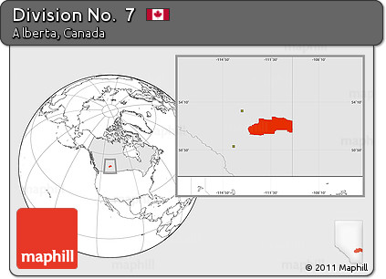 Blank Location Map of Division No.  7, highlighted country