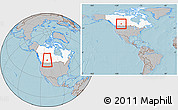 Gray Location Map of Division No.  7, highlighted country, within the entire country, hill shading