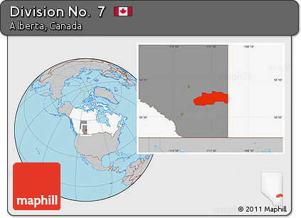 Gray Location Map of Division No.  7, highlighted country, highlighted parent region