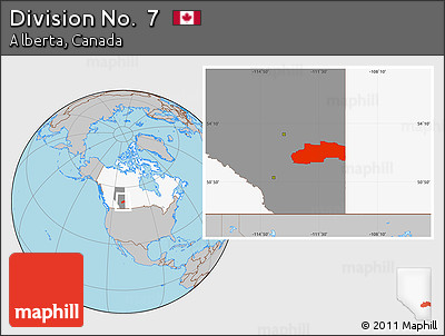 Gray Location Map of Division No.  7, highlighted country, highlighted parent region