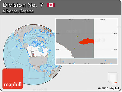 Gray Location Map of Division No.  7, highlighted country, highlighted parent region