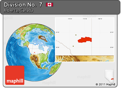 Physical Location Map of Division No.  7, highlighted country