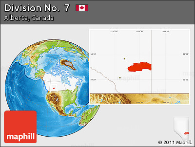 Physical Location Map of Division No.  7, highlighted country