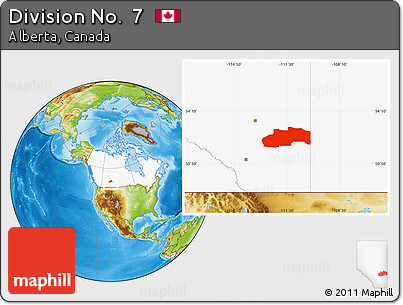 Physical Location Map of Division No.  7, highlighted country
