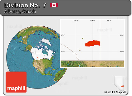 Satellite Location Map of Division No.  7, highlighted country