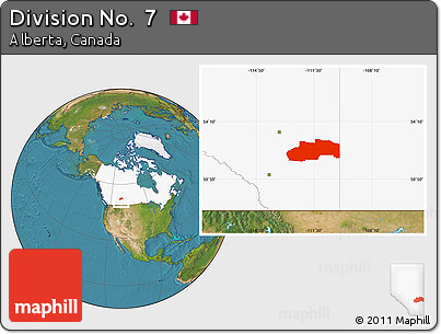 Satellite Location Map of Division No.  7, highlighted country