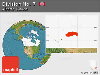Satellite Location Map of Division No.  7, highlighted country