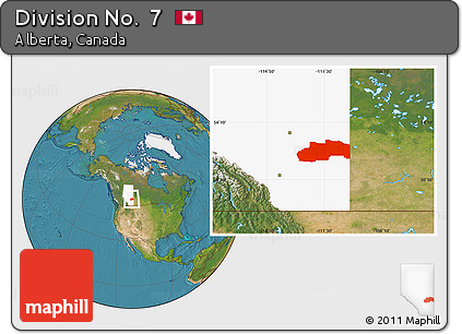 Satellite Location Map of Division No.  7, highlighted parent region