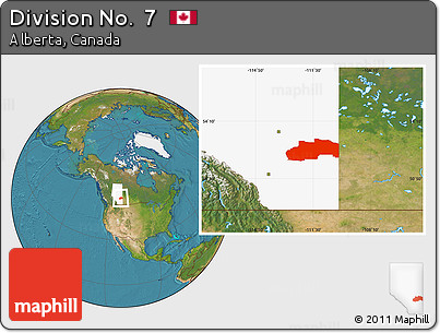 Satellite Location Map of Division No.  7, highlighted parent region